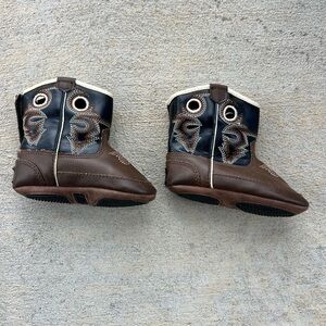 Double Barrel Infant Brown and Black Western Cowboy Trace Baby Buckers Boots